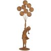 Clayre & Eef Decoratiefiguur Kind met Luchtballons Metaal Roestlook 80 cm