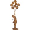 Clayre & Eef Decoratiefiguur Kind met Luchtballons Metaal Roestlook 80 cm