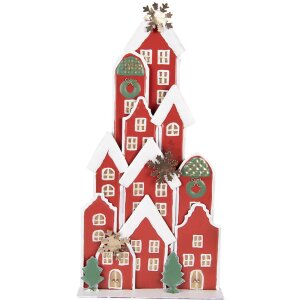 Clayre & Eef 5Y1379 Kerstversiering Huisjes Rood...