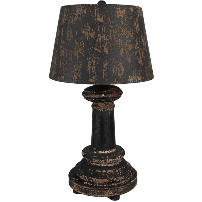 Clayre & Eef Tafellamp Ø35x64 cm Zwart Bruin Hout Vintage