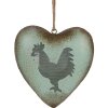 Clayre & Eef Decoratiehanger Hart Haan Groen Bruin 23x7x23 cm