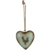 Clayre & Eef Decoratieve hanger Hart Haanmotief Vintage Groen 14x5x14 cm Metaal