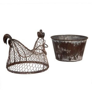 Clayre & Eef Decoratiekip Metaal Landelijk Bruin Grijs 39x39x25 cm