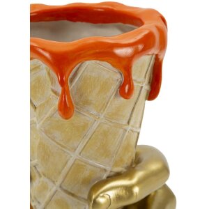 Mauro Ferretti Bloempot Beker 18x16x26 cm goud oranje