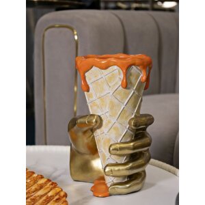 Mauro Ferretti Bloempot Beker 18x16x26 cm goud oranje