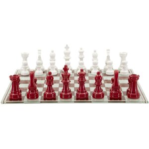 Mauro Ferretti Schaakspel Rood Wit 61x61x14 cm Polyresin Glas