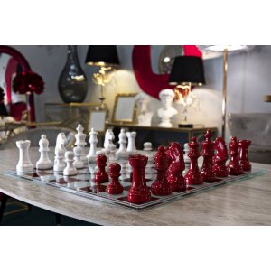 Mauro Ferretti Schaakspel Rood Wit 61x61x14 cm Polyresin Glas