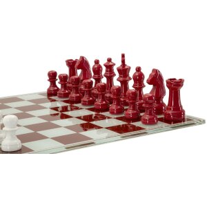 Mauro Ferretti Schaakspel Rood Wit 61x61x14 cm Polyresin Glas