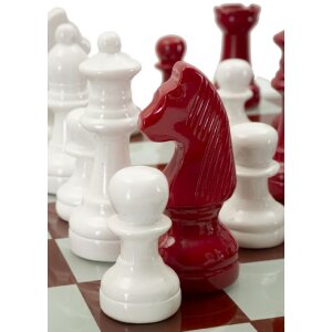 Mauro Ferretti Schaakspel Rood Wit 61x61x14 cm Polyresin Glas