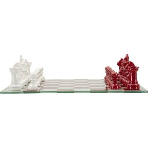 Mauro Ferretti Schaakspel Rood Wit 61x61x14 cm Polyresin Glas