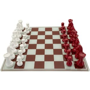 Mauro Ferretti Schaakspel Rood Wit 61x61x14 cm Polyresin Glas