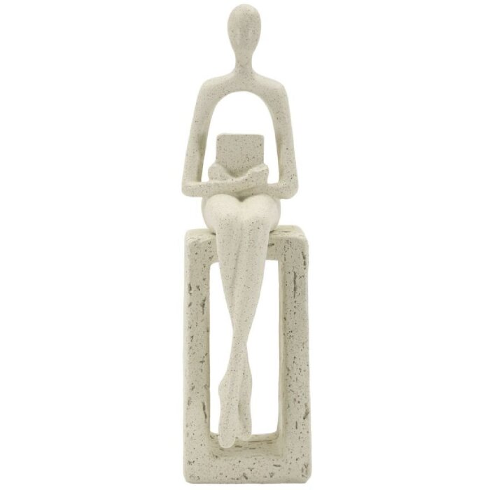 Mauro Ferretti Stons Figurine crème 8,5x6,5x24 cm polyresin leesbeeldje