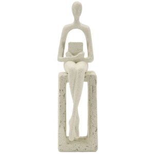 Mauro Ferretti Stons Figurine crème 8,5x6,5x24 cm polyresin leesbeeldje