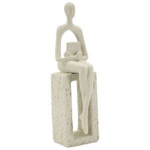 Mauro Ferretti Stons Figurine crème 8,5x6,5x24 cm polyresin leesbeeldje