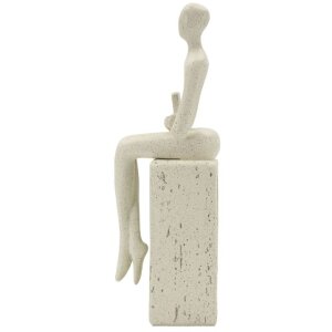 Mauro Ferretti Stons Figurine crème 8,5x6,5x24 cm polyresin leesbeeldje