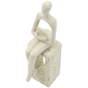 Mauro Ferretti Stons Figurine crème 8,5x6,5x24 cm polyresin leesbeeldje