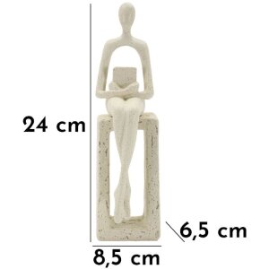 Mauro Ferretti Stons Figurine crème 8,5x6,5x24 cm polyresin leesbeeldje