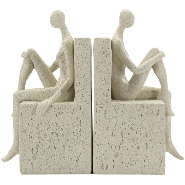Mauro Ferretti Boekensteun Stons 24x10x20,5 cm creme