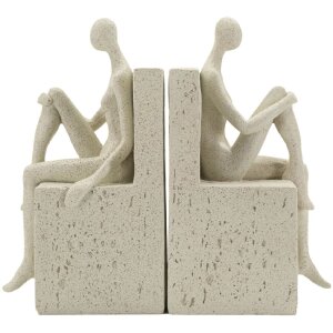 Mauro Ferretti Boekensteun Stons 24x10x20,5 cm creme