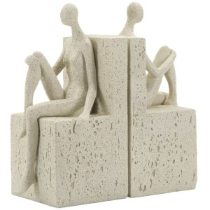 Mauro Ferretti Boekensteun Stons 24x10x20,5 cm creme