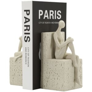 Mauro Ferretti Boekensteun Stons 24x10x20,5 cm creme