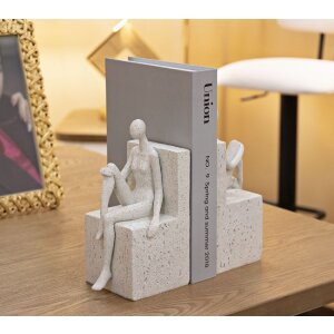 Mauro Ferretti Boekensteun Stons 24x10x20,5 cm creme