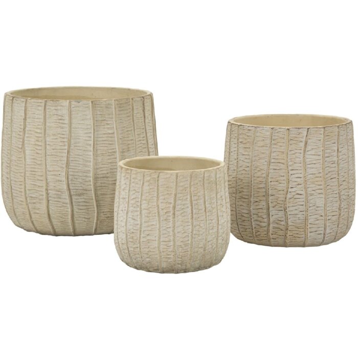 Mauro Ferretti Plantenpot-Set Flocke 3-delig 30,5x27/25x22,2/19,5x18 cm creme