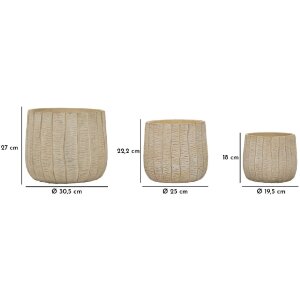 Mauro Ferretti Plantenpot-Set Flocke 3-delig 30,5x27/25x22,2/19,5x18 cm creme