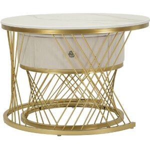 Mauro Ferretti Salontafels Votix 2-delig crème goud 70x48/50x43,5 cm