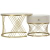 Mauro Ferretti Salontafels Votix 2-delig crème goud 70x48/50x43,5 cm