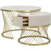 Mauro Ferretti Salontafels Votix 2-delig crème goud 70x48/50x43,5 cm