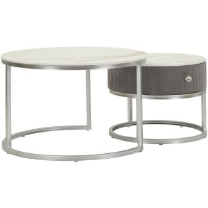 Mauro Ferretti Salontafels Greys 2-delige set 70x45 – 50x40 cm grijs zilver