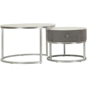 Mauro Ferretti Salontafels Greys 2-delige set 70x45 – 50x40 cm grijs zilver