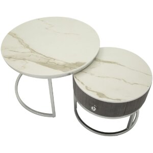 Mauro Ferretti Salontafels Greys 2-delige set 70x45 – 50x40 cm grijs zilver