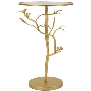 Mauro Ferretti bijzettafel Vogels Ø38x60cm goud...