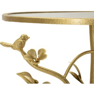 Mauro Ferretti bijzettafel Vogels Ø38x60cm goud Glas IJzer