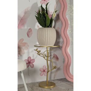 Mauro Ferretti bijzettafel Vogels Ø38x60cm goud Glas IJzer