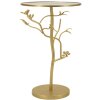 Mauro Ferretti bijzettafel Vogels Ø38x60cm goud Glas IJzer