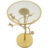 Mauro Ferretti bijzettafel Vogels Ø38x60cm goud Glas IJzer