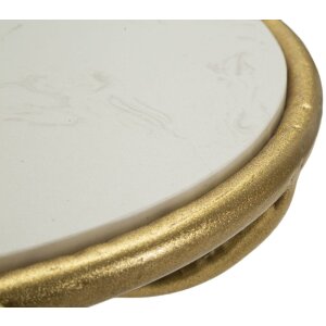 Mauro Ferretti Bijzet tafel Vogels Marble Ø 38x60 cm goud wit