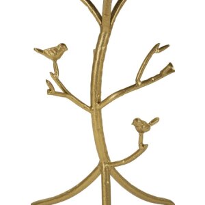 Mauro Ferretti Bijzet tafel Vogels Marble Ø 38x60 cm goud wit