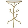 Mauro Ferretti Bijzet tafel Vogels Marble Ø 38x60 cm goud wit