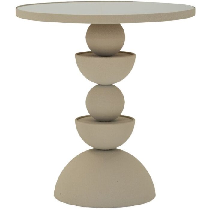 Mauro Ferretti Bijzet tafel Düne met spiegelplaat Ø 40,5x42 cm creme