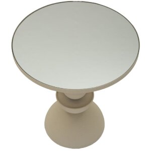 Mauro Ferretti Bijzet tafel Düne met spiegelplaat Ø 40,5x42 cm creme