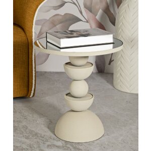 Mauro Ferretti Bijzet tafel Düne met spiegelplaat Ø 40,5x42 cm creme