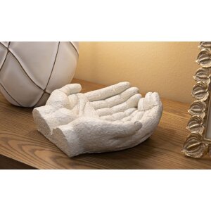 Mauro Ferretti Decoratieschaal Hands Stons 22,7x20x7,3 cm crème