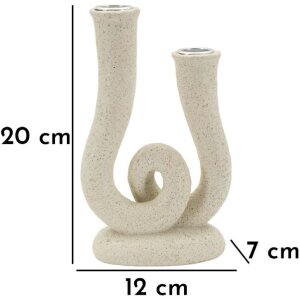 Mauro Ferretti Kandelaar Stons 12x7x20 cm creme