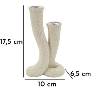 Mauro Ferretti Kandelaar Stons 10x6,5x17,5 cm creme