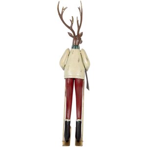 Clayre & Eef Decoratieve hertenfiguur metaal bruin rood groen 65 cm