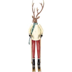 Clayre & Eef Decoratieve hertenfiguur metaal bruin rood groen 65 cm